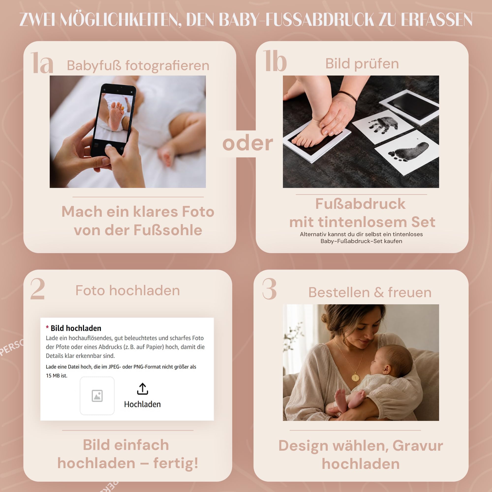 Collana Personalizzata con Impronta Piede Bebè e Dati di Nascita – Collana Incisa per Mamma, Regalo Nascita, Battesimo, Festa della Mamma