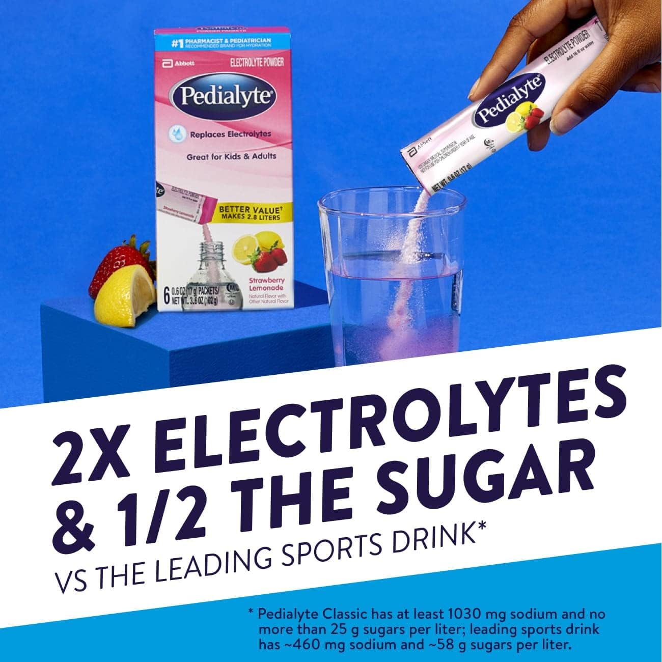 Pedialyte Electrolyte Powder Strawberry Lemonade