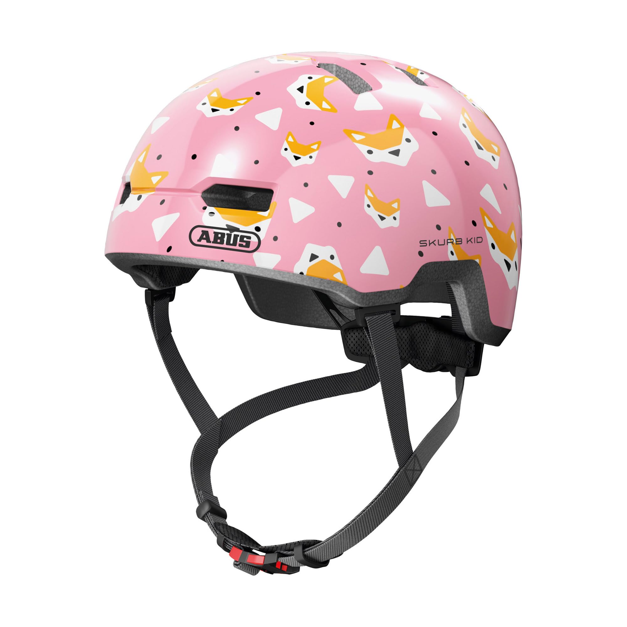 Abus Skurb Kid - Robusto Casco de Bicicleta con Imagen de Skate y Espacio para una coleta, múltiples diseños - para niñas y niños