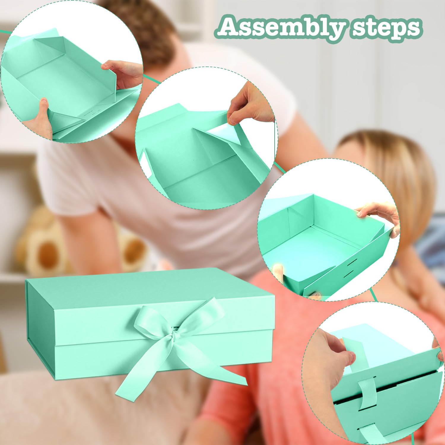 Scatole regalo, confezione da 5 scatole regalo magnetiche per damigella d'onore, scatole regalo con coperchio, grandi scatole regalo per matrimoni, confezioni regalo, compleanni, feste, Natale, 25 x