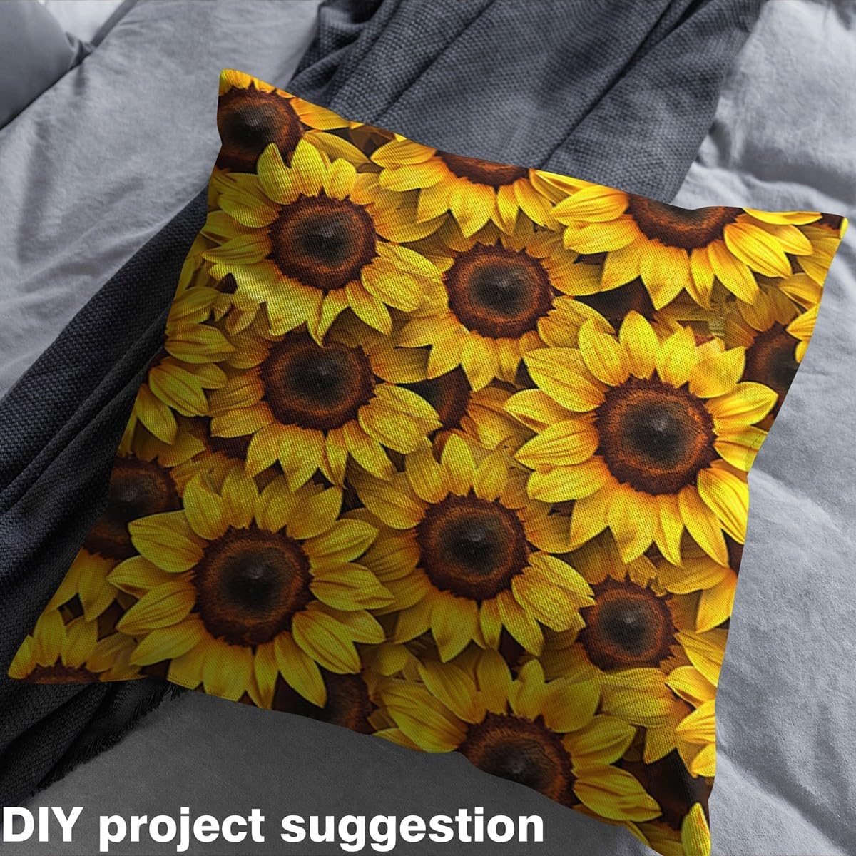 Sunflower Fabric by The Yard for Kids Teens Girls Woman Craft Lovers, Floral Natural Botanical with Warm Sunshine Theme, Decorative DIY Fabric for Upholstery and Home Accents, 2 Yards, Yellow Bright