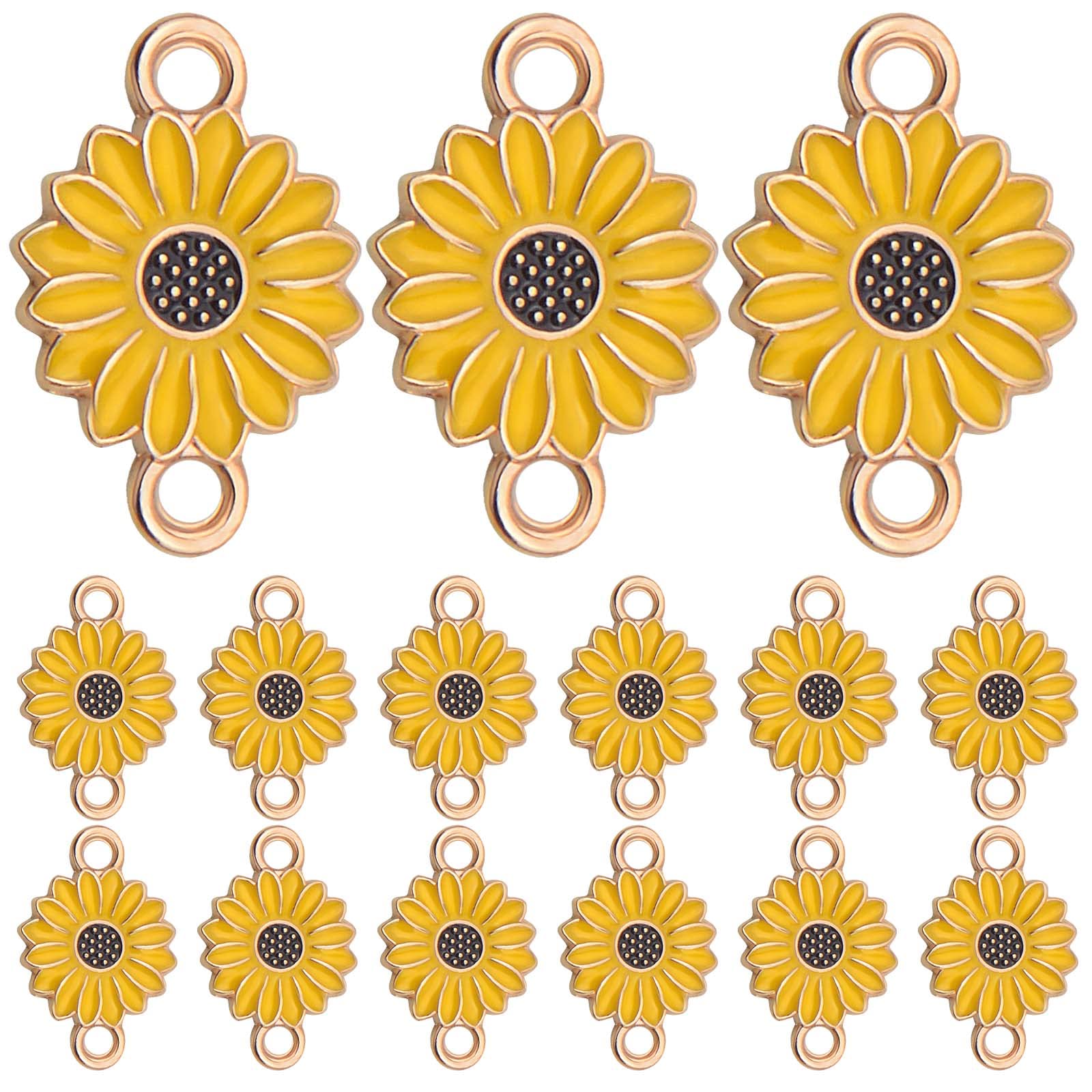 PandaHall Alloy Enamel Flower Charms Pendant Floral Dangle Charms Beads