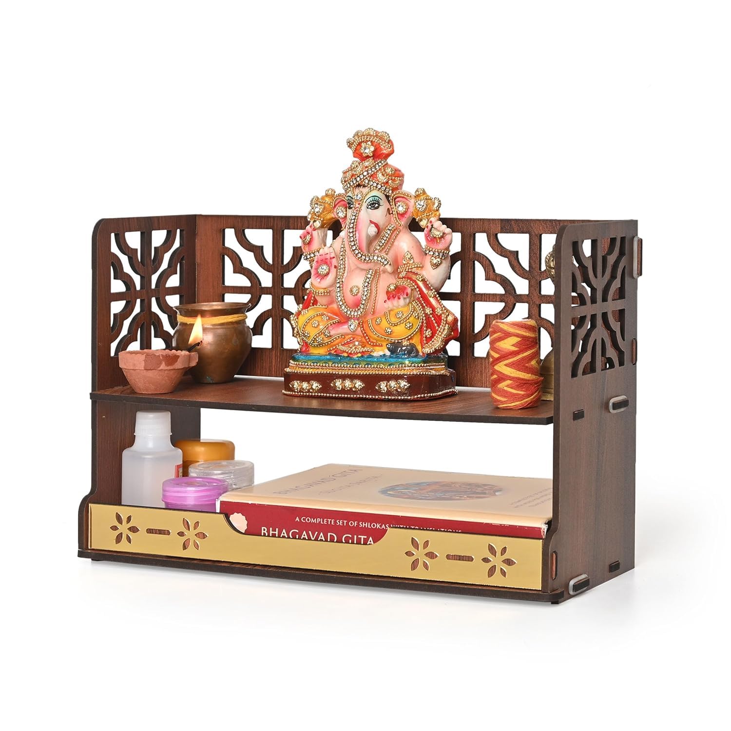 Compact Wooden Pooja Mandir - Home & Office Temple -1 Compact Wooden Pooja Mandir - Home & Office Temple -1