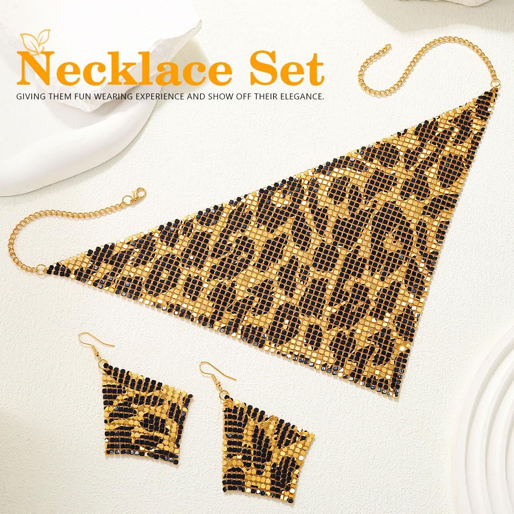 Sixexey Leopard Jewelry Set Black and Gold Leopard Print Necklace Earrings Jewelry for Women - Image 2