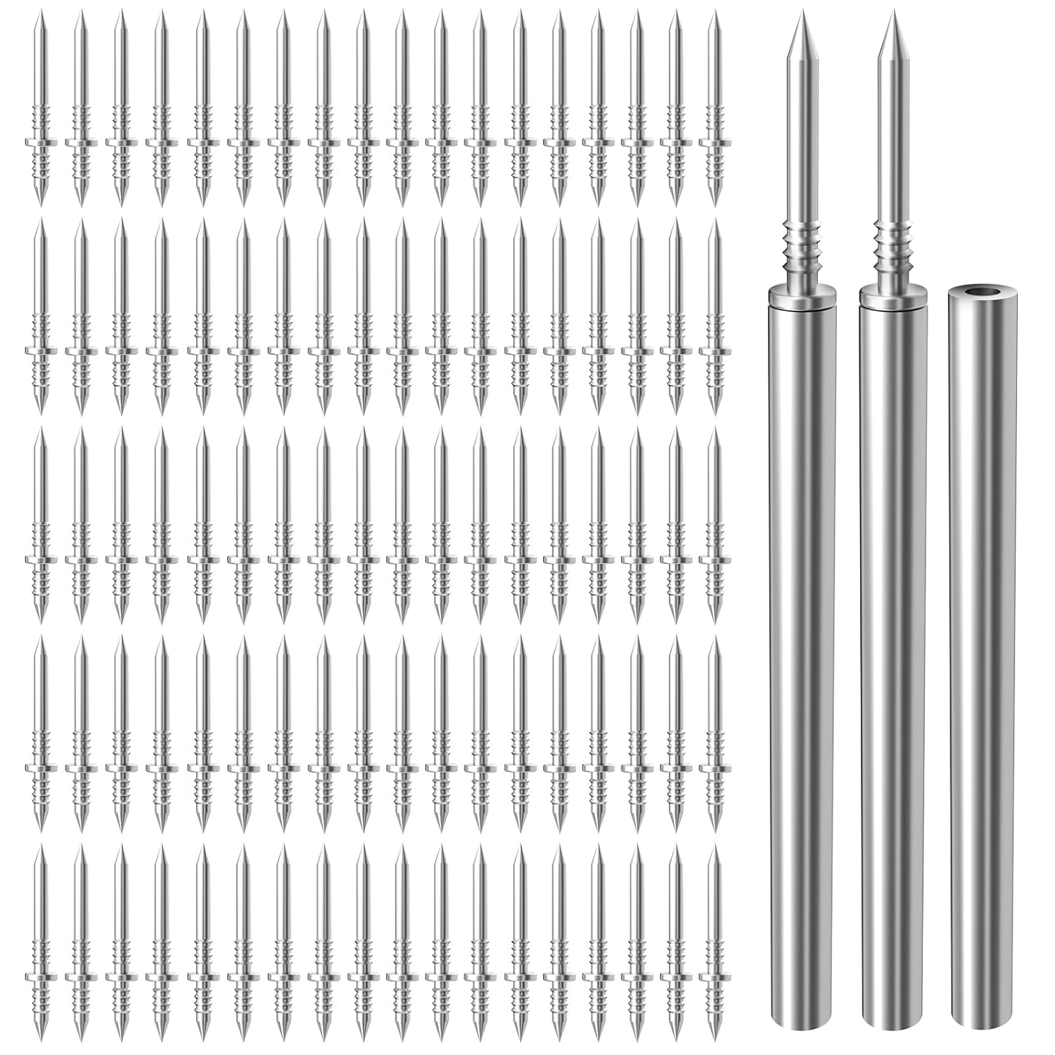 ziqniot 300pcs Double Head Invisible Nails for Baseboards & Trim - Seamless No-Mark Fasteners with 3 Tools for Wood Cabinets