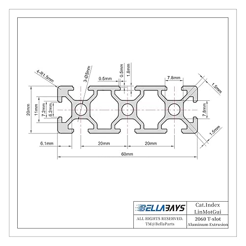 Miniatura 3 de 2 unids 2060 T Slot Perfil de extrusión de aluminio 23.622 in 23.62 pulgadas estándar europeo anodizado extruido lineal guía marco para impresora 3D