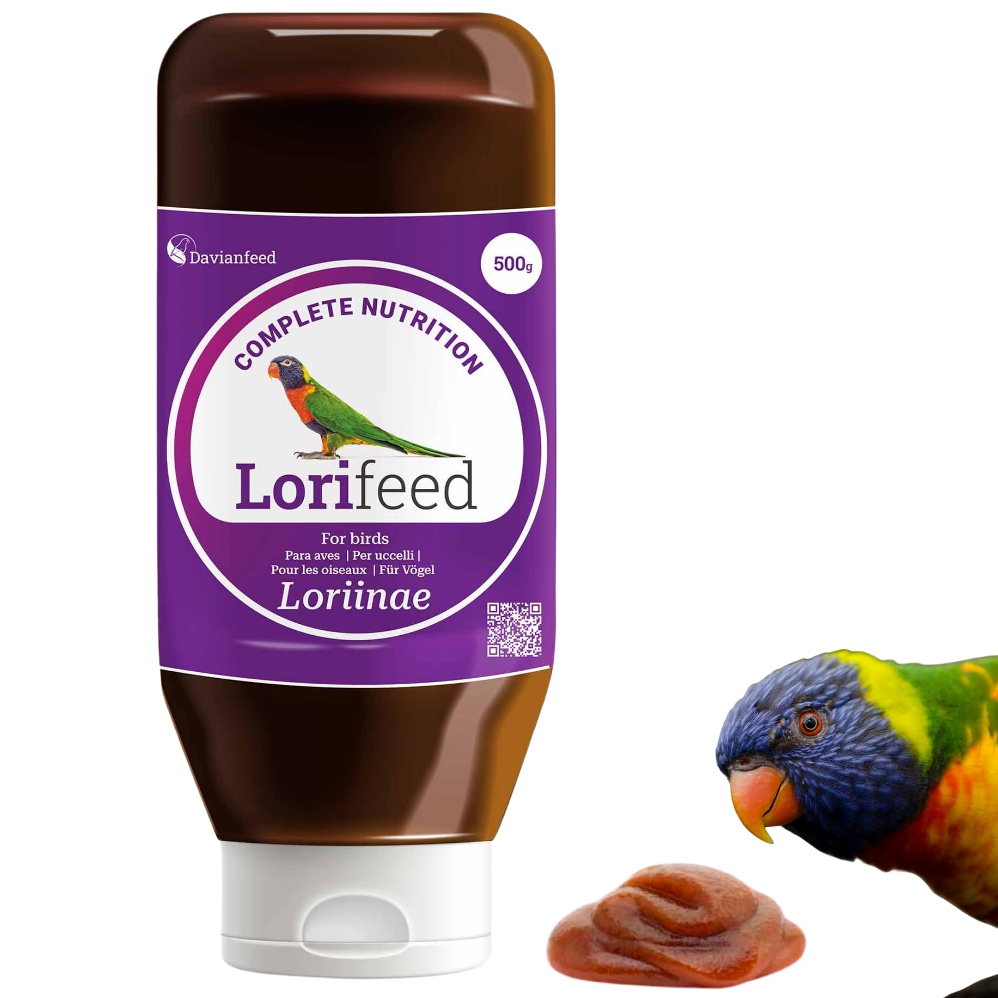 Lorifeed - kompletny nektar Loris 500 g - karma dla ptaków jedzących nektar - naturalna formuła - jakość premium i zdrowie trawienia - Davianfeed