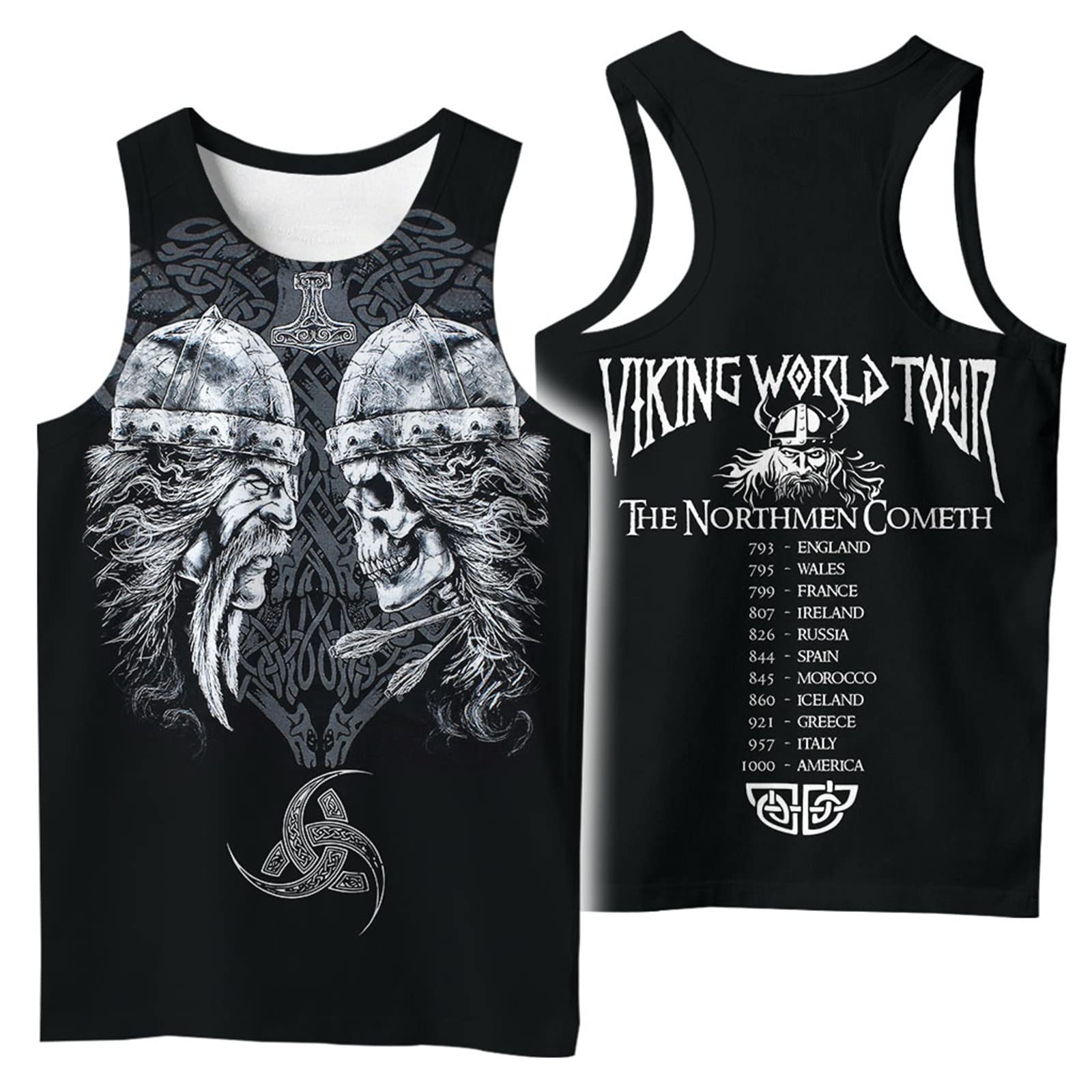 Wavotiq Men's # 13 Tank Top Viking Warrior 3D Print Sleeveless T Shirt Bodybuilding Tank Tops Gym Workout Casual Vest