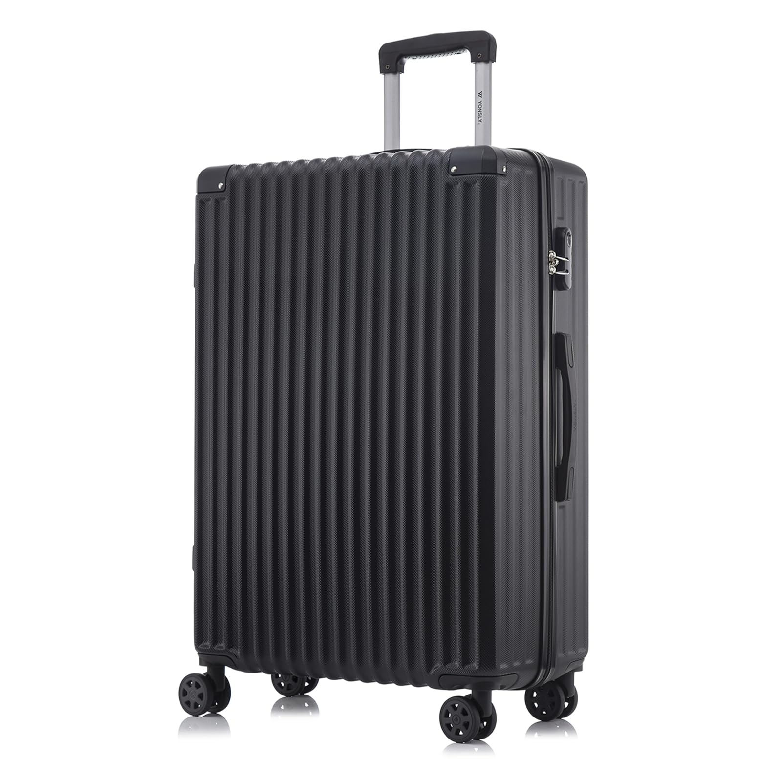 yonsly Koffer Suitcase, Trolley Reisekoffer, Rollkoffer Handgepäck mit 4 Rollen 360°, ABS Hartschalen, Sicherheitsschloss, Weicher Gummigriff, 210D-Futter