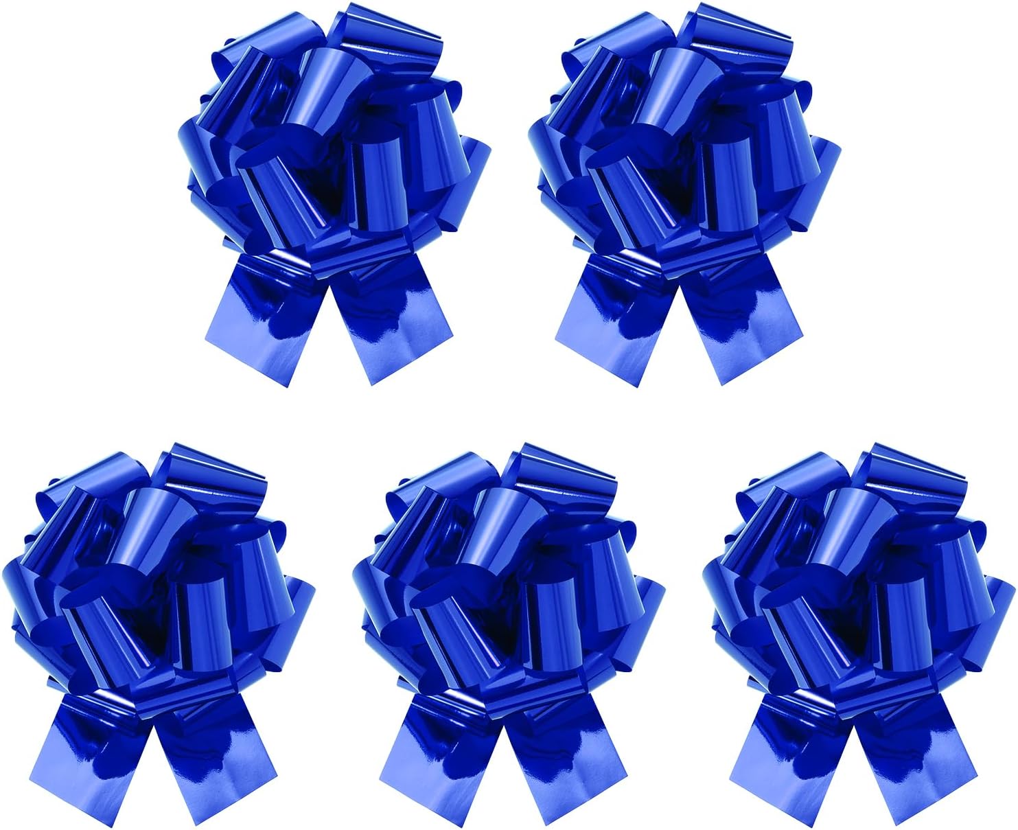 MECCANIXITY 5Pcs 8 Inch Metallic Large Big Pull Bow Gift Wrapping Bows Ribbon for Wedding Car Baskets Presents Christmas Bow, Dark Blue
