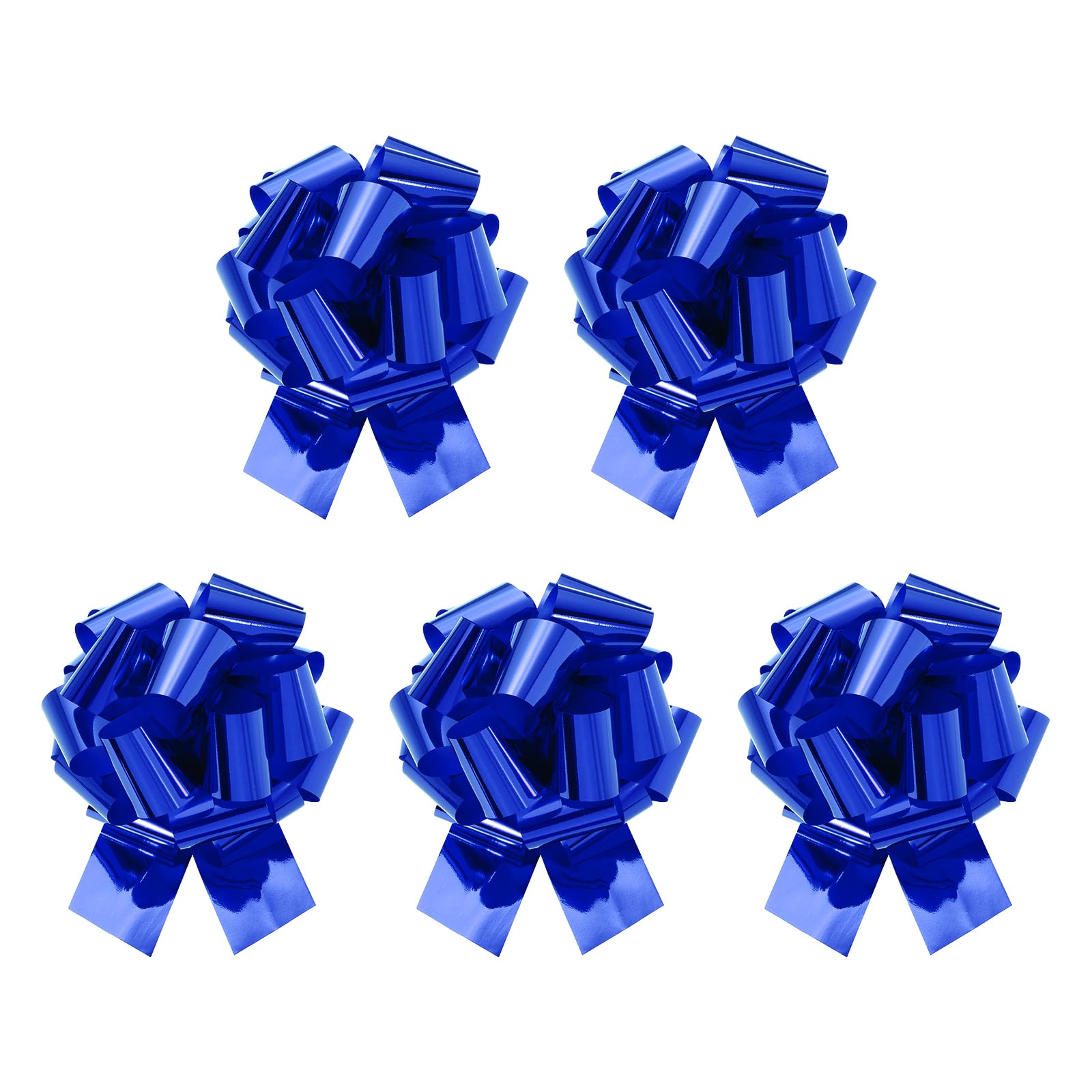 sourcing map 5Pcs 6 Inch Metallic Large Big Pull Bow Gift Wrapping Bows Ribbon for Wedding Car Baskets Presents Christmas Bow, Dark Blue