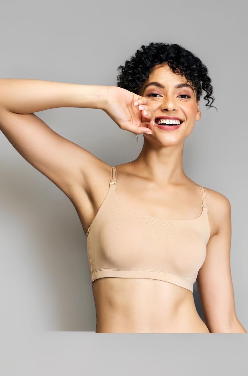 (NYB165 Cotton Non Padded & Non Wired Full Coverage Slip On T-Shirt Bra for Women | Easy Breezy Soft Fabric with Hidden Shaper Sling for No Side Bulge & Detachable Strap