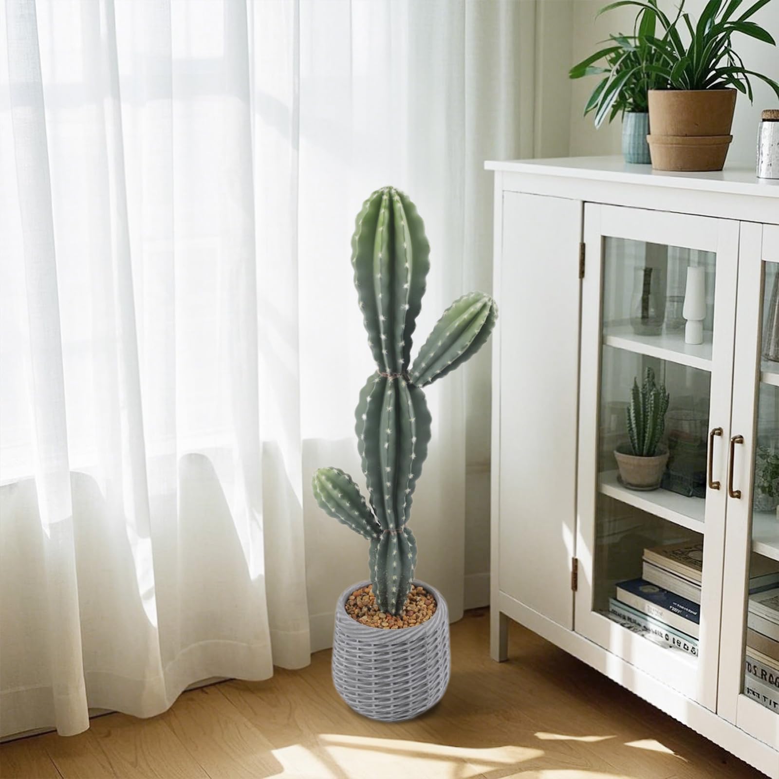 Cactus artificiel - 88 cm - Plantes de cactus artificielles - Grande taille - Euphorbia Acrurensis - Très facile d'entretien - Plante artificielle en pot - Décoration pour la maison, le jardin, le