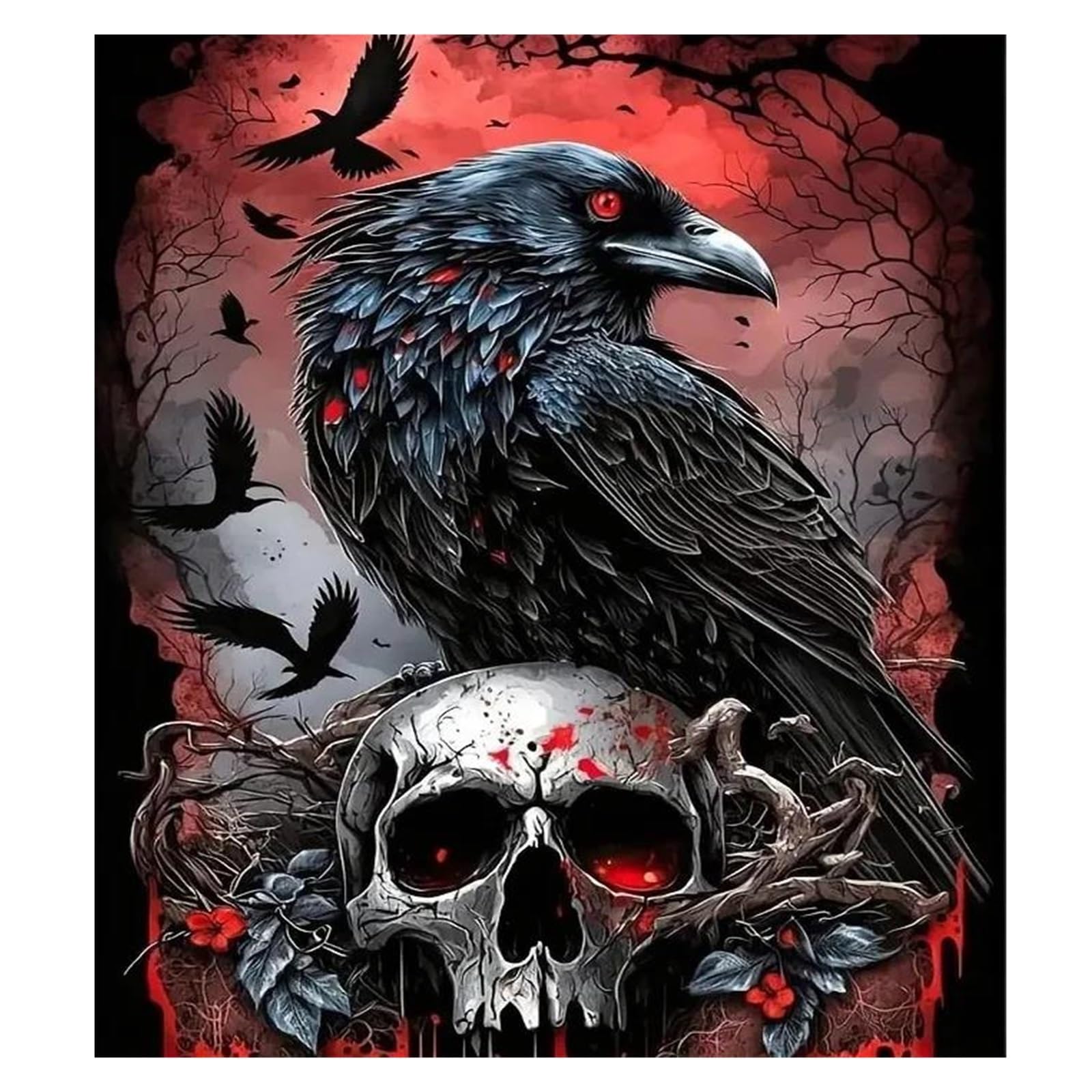 Toile d'art abstrait gothique corbeau pour salon mystique