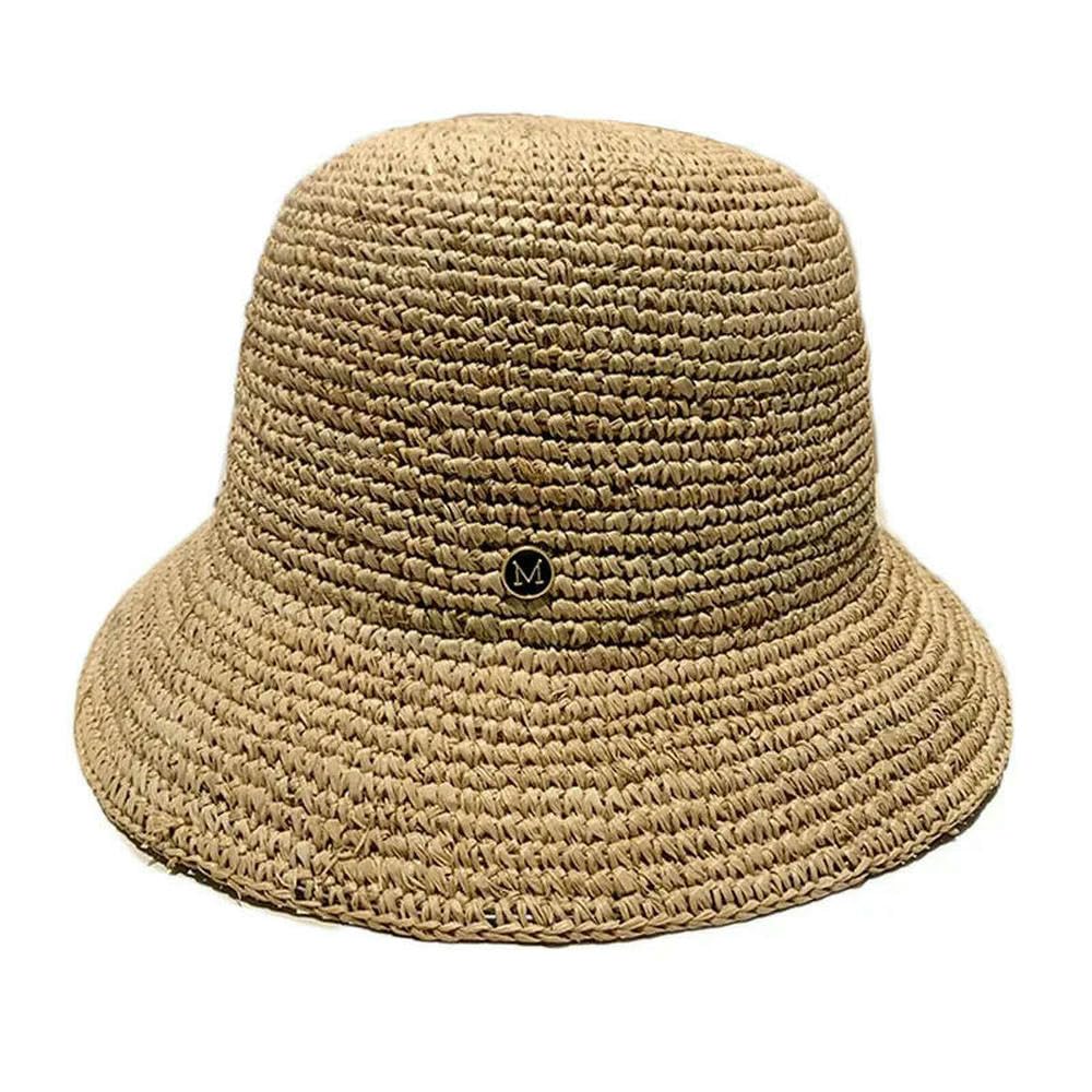 Naturalna rafia designerski plażowy kapelusz przeciwsłoneczny dla kobiet ręcznie robiony szydełkowany słomkowy kapelusz damski wiosenny letni kapelusz typu bucket floppy czapka rybacka
