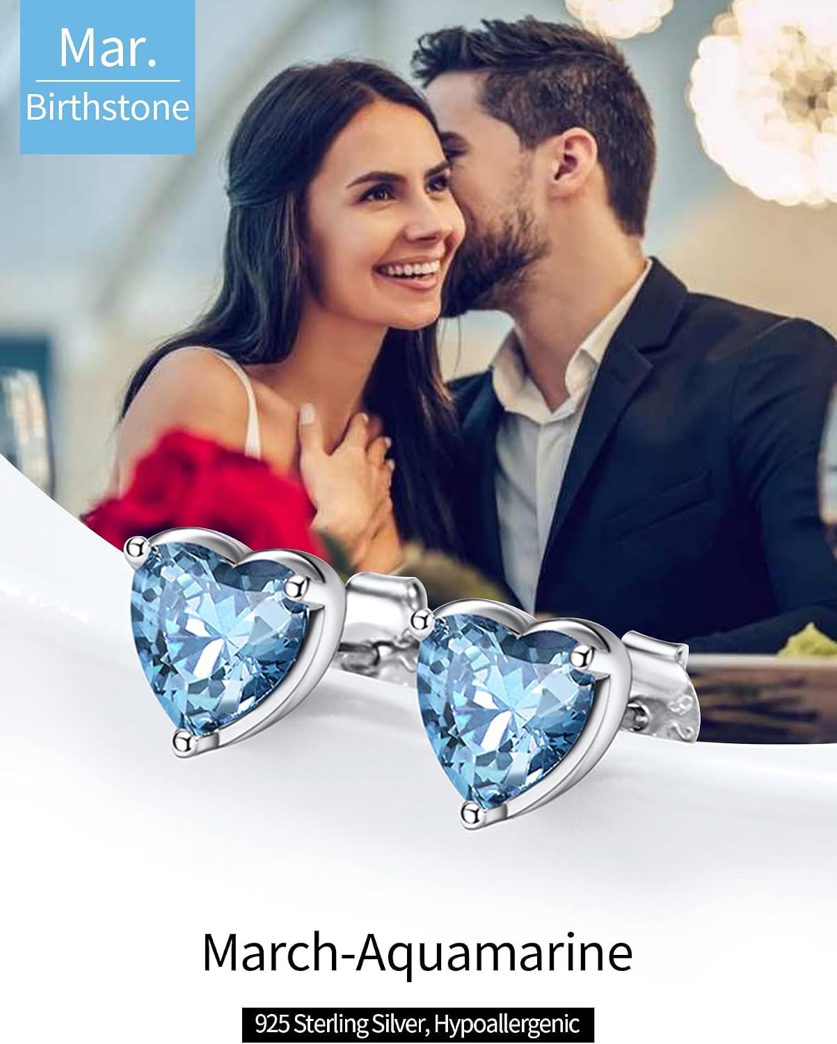 ChicSilver 925 Sterling Silver Earrings Sparkling Heart/Round/Princess Cut Birthstone Earrings for Women Birthday Jewelry with Gift Box