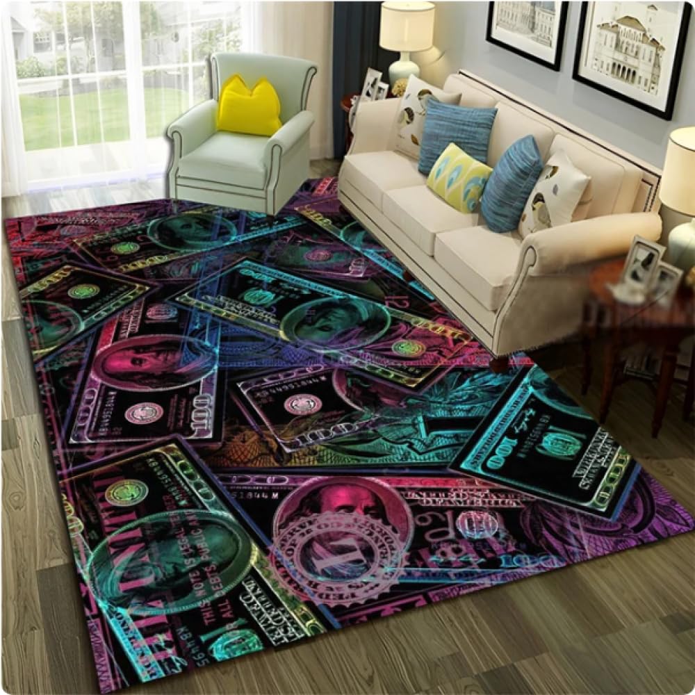 Money 3D Pattern Carpet,Rug For Home Living Room Bedroom Sofa Decor,Kids Play Anyti-Slip Rug,Kitchen Floor Mat
