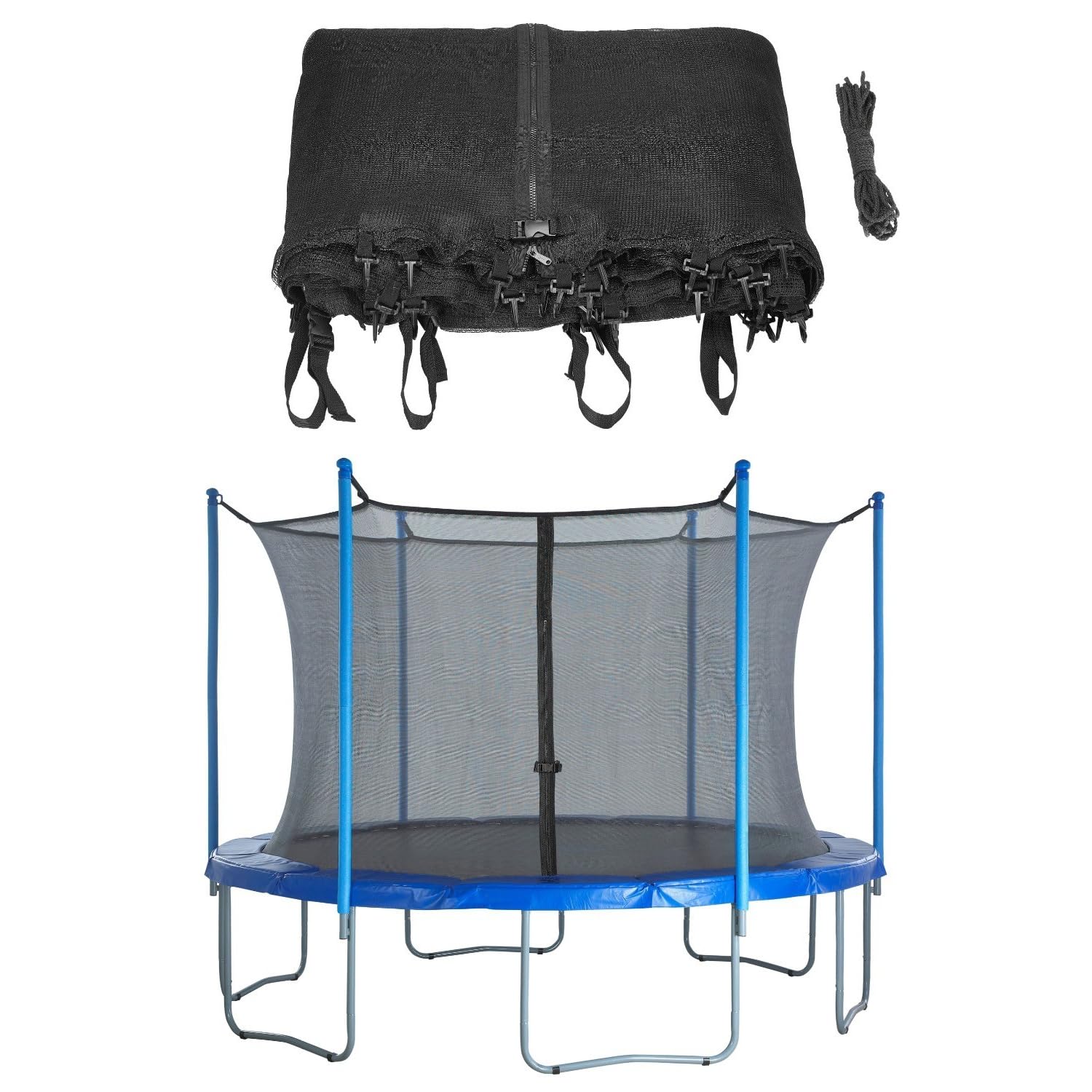 Photo 1 of 14' Trampoline Enclosure Net for 14 Ft. Frame Using 6 Straight Poles or 3 Arch, Installs Inside of Frame