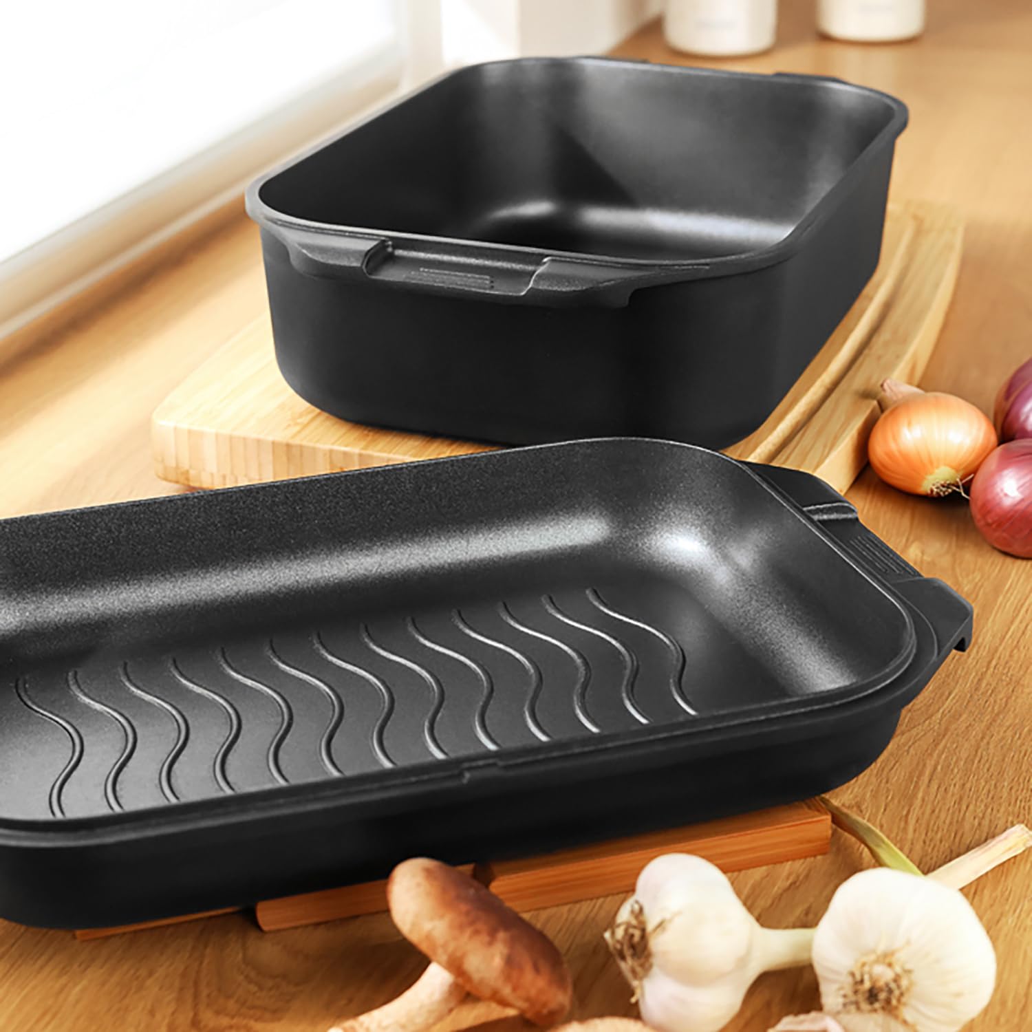 Tescoma GrandCHEF Bräter mit Deckel 40x26 cm, geeignet für Gasherd, Induktion und Backofen, PFOA- und PFAS-frei - 629094