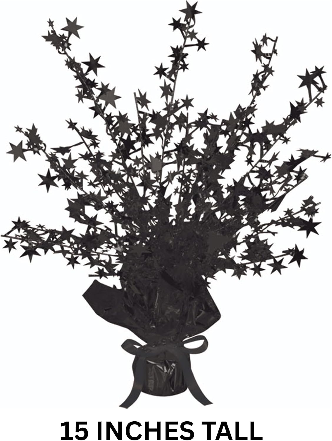 Beistle Black Star Gleam N Burst Centerpiece – Adjustable Wire Stem Table Decoration with Star Sprays Weighted Base for Awards Night Prom Birthday Party Décor, 15 Inches Tall image 2