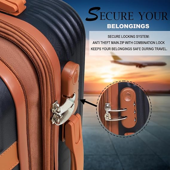 32 Extra Large Suitcase, Expandable Travel Suitcase with 4 Dual Spinner Wheels, Hard Shell ABS Hand Luggage Travel Trolley Case with Lock, Lightweight, Durable, Black-Brown, 140L