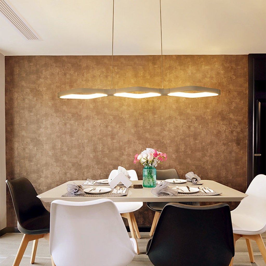 Lustre moderne salle à manger LED avec suspension noire trois lumières