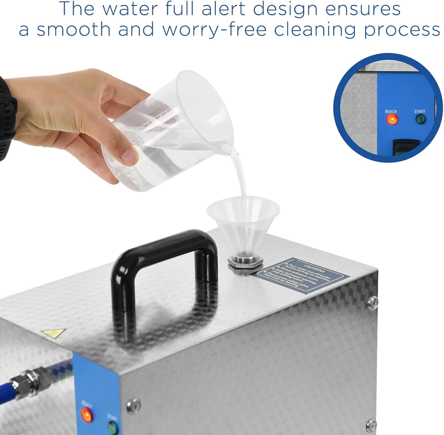 Jewelry Steam Cleaner Machine, 1300W 2L, 304 Stainless Steel with Water Full Alert and Overheat Protection, Eco-Friendly, Ideal for Cleaning Models, Jewelry, and Parts