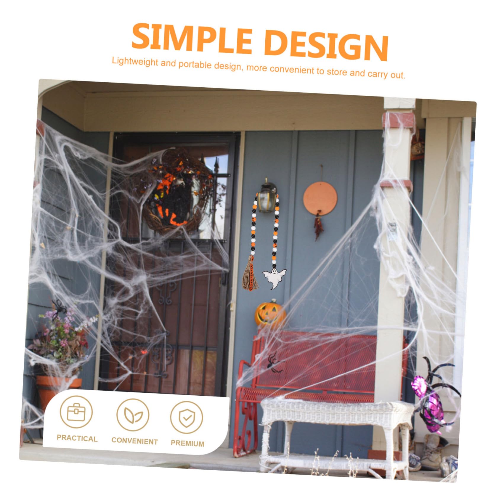 Cabilock 5 Pezzi Stringa Di Halloween Stringa Di Perline Di Legno Halloween Pendente Da Parete Perline Di Nappa Ghirlanda Decorazione Appesa A Parete Decorazioni Per La Casa