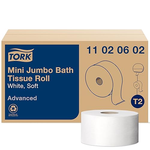 Miniatura 2 de Tork Mini rollo de papel de baño jumbo (12 rollos) y rollo de toalla de mano de papel Tork Matic (6 rollos)