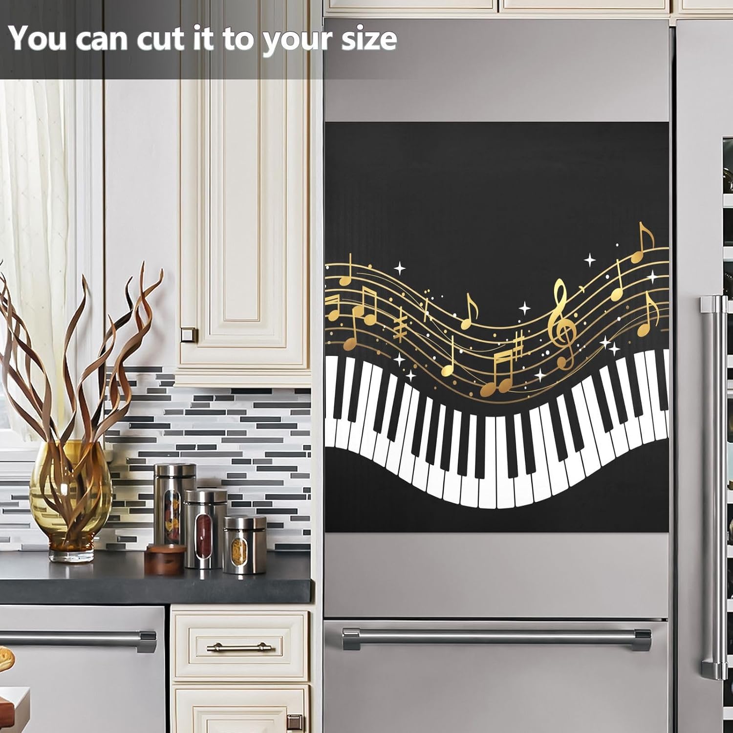 Dishwasher Magnet Cover Front Door Piano Music Note Decorative Refrigerator Covers Magnetic Sheet Sticker Wash Machine Fridge Panel Decal for Kitchen Appliance 23x26 in image 5