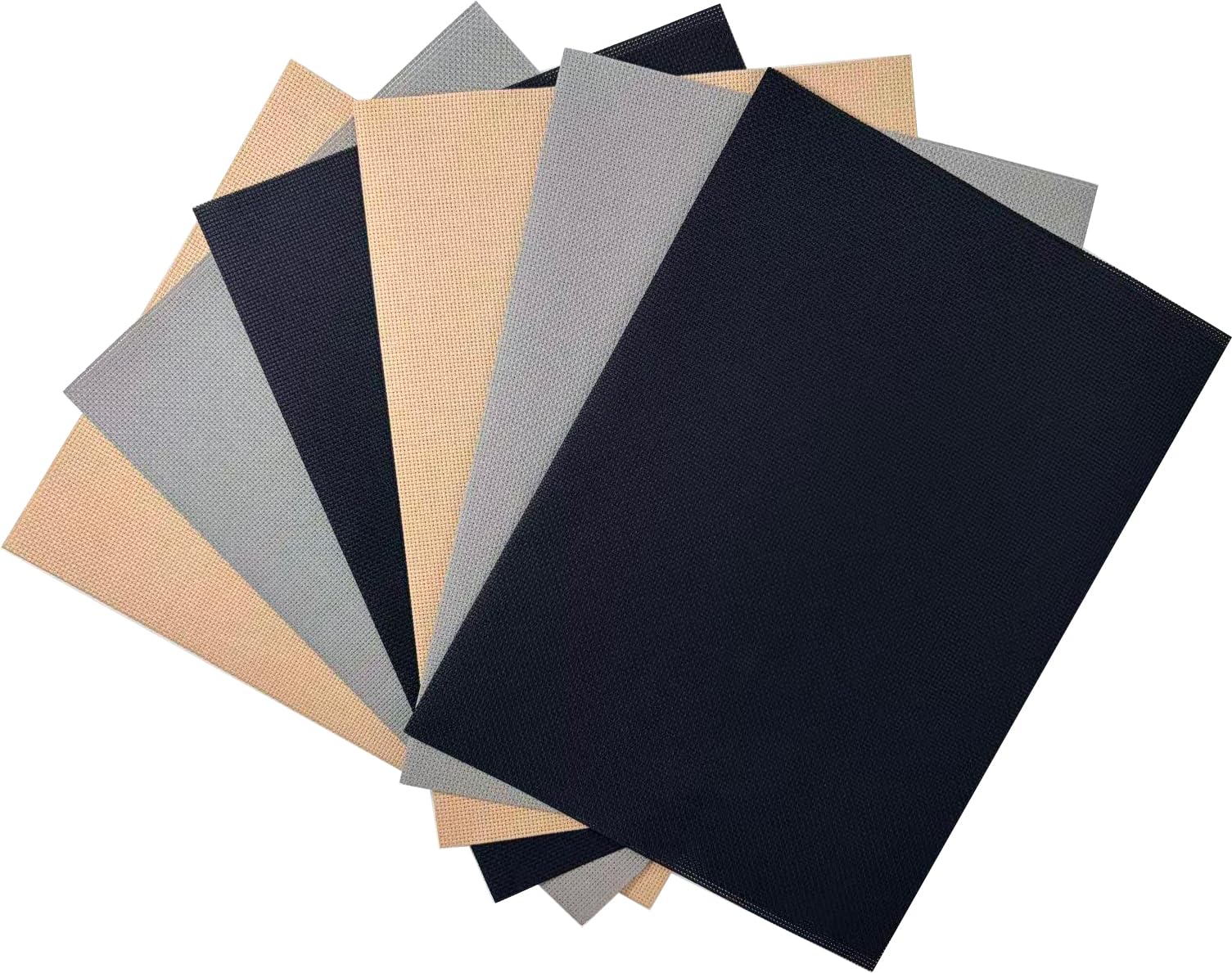 KCS 4/6 pc of 12" x 18"(30cmx45cm) 16 Count Cotton Aida Cloth Cross Stitch Fabric (6 pc,Khaki+Medium Grey+Black)