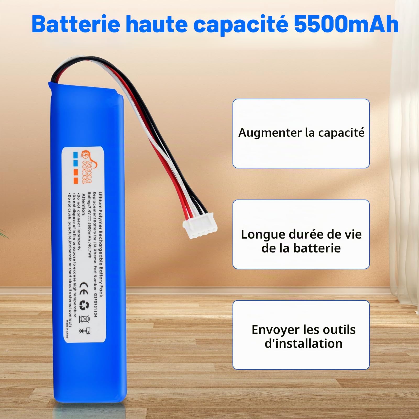 Picke Power GSP0931134 5500mAh Batterie Rechange pour JBL Xtreme, Xtreme 1, JBL Extreme Accu Enceinte Haut Parleur