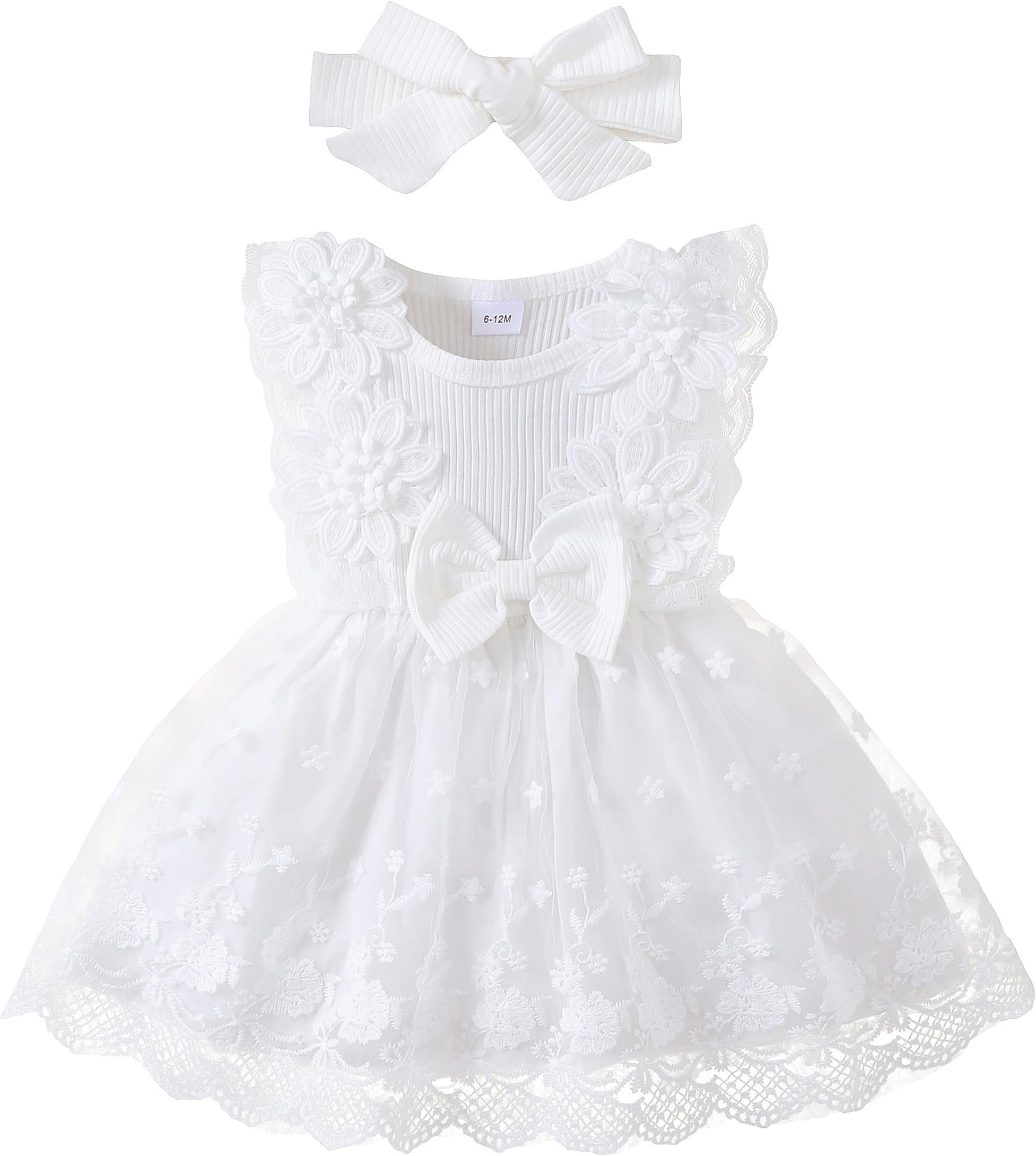 Baby Girl Flower Dress Summer, Tutu Tulle Boho Princess Wedding Birthday Party Dresses for Infant Girls 0-18 Months