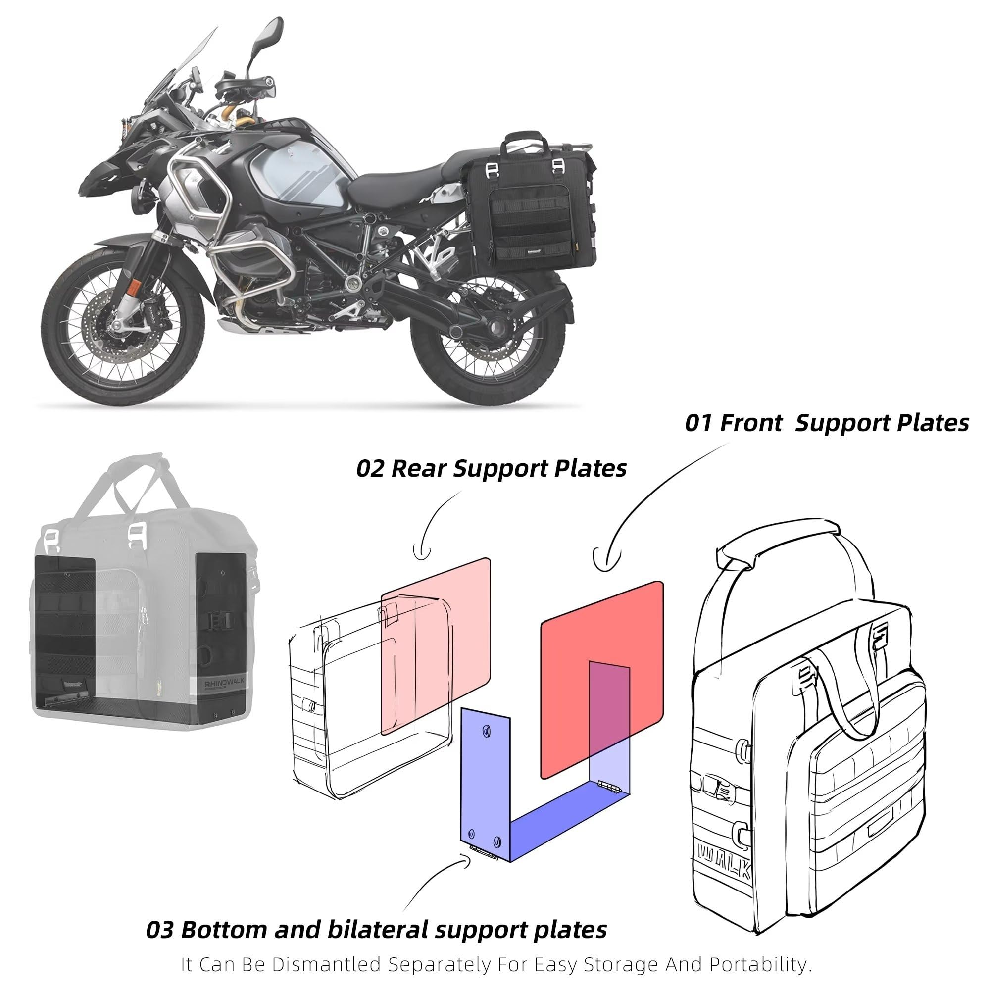 Moto Sacoche Selle Sacoche Latérale De Moto Étanche 25 L-32 L Extensible À Dégagement Rapide Forme 3D Sac Rangement Pour 1 Pièce