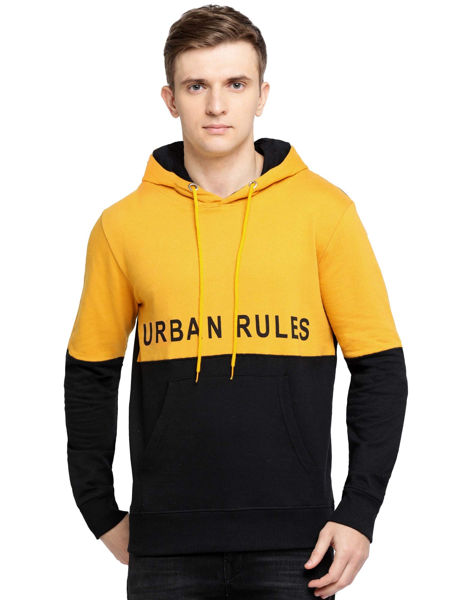 Maniac Printed Men's Fullsleeve Hooded Yellow,Black Sweatshirts-picture-26