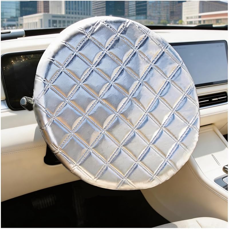 Upgraded Car Steering Wheel Cover Sun Shade,Aluminum Film Car Wheel Cover with 3-Layer Structure for Heat Insulation,Foldable 15.75" Steering Covers for Cars SUVs