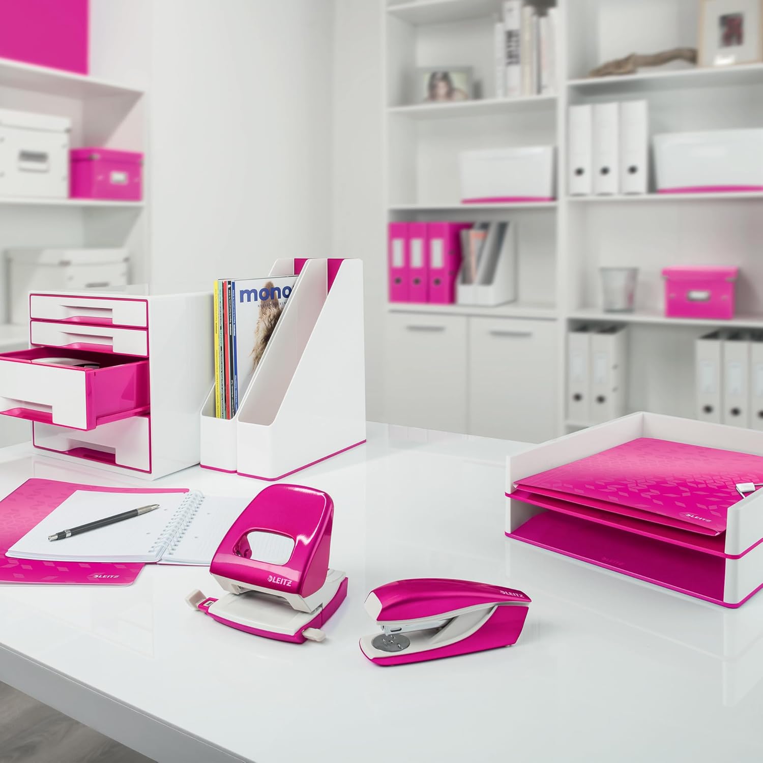 Leitz Wow A4 Clear View Report Folder Card Metallic Pink