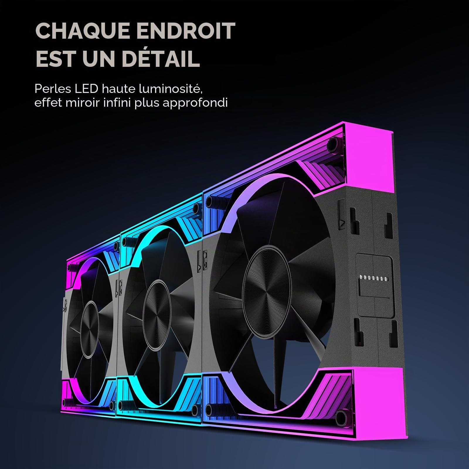 TZMRIT Interstellar-V3 Forward/Reverse Flow Interchangeable RGB PC Ventilateur 120mm Daisy Chain 3Stück avec PWM-Steuerung und ARGB-Effekt Noir,2000RPM,68.5CFM