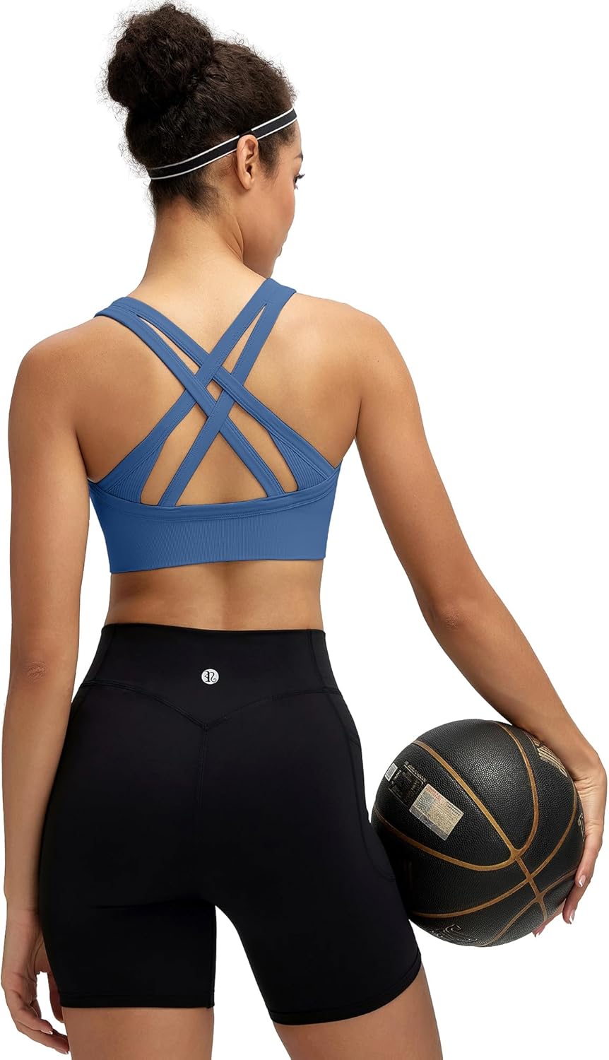 RUNNING GIRL Sports Bra for Women High Support, Criss-Cross Back Padded Strappy Sports Bras Yoga Bra with Removable Cups