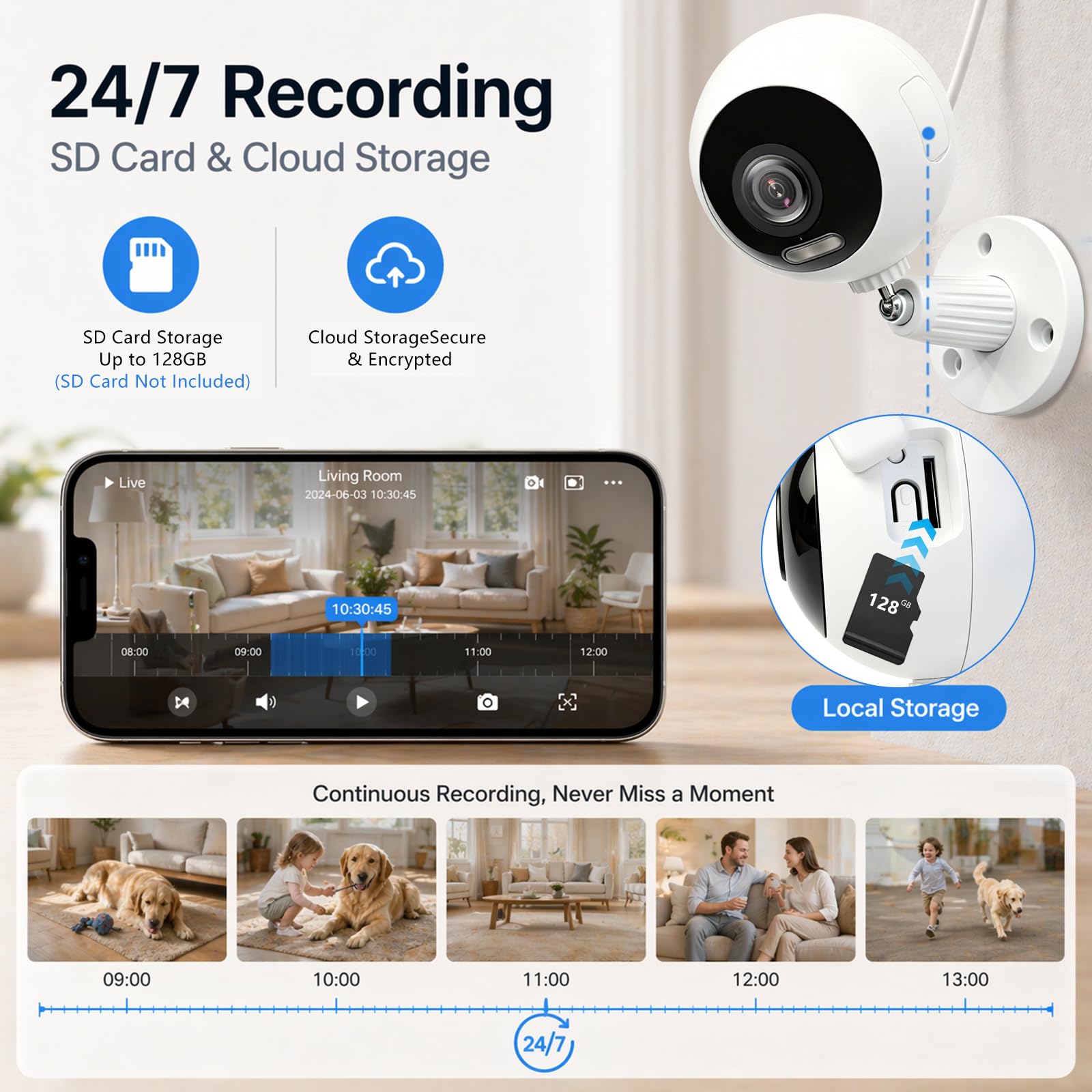 5G Sicherheitskamera für drinnen und draußen, 3 MP CCTV-Kameras für Baby-Monitor/ältere Hunde/Haustiere, Heim-Sicherheitskameras, IP66 wasserdicht, Alarmsirene, Nachtsicht, Zwei-Wege-Talk