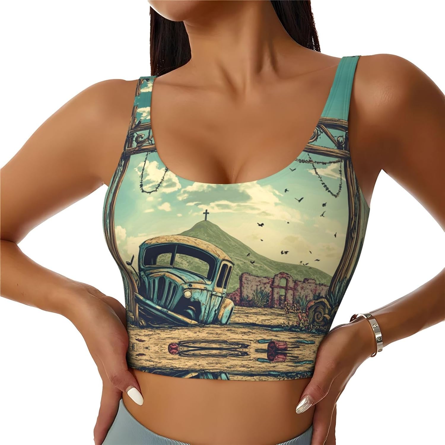 End of World Desert Women's Sports Bras - High Support Workout Tops for Women, Yoga Sports Bra, Bralettes with Support