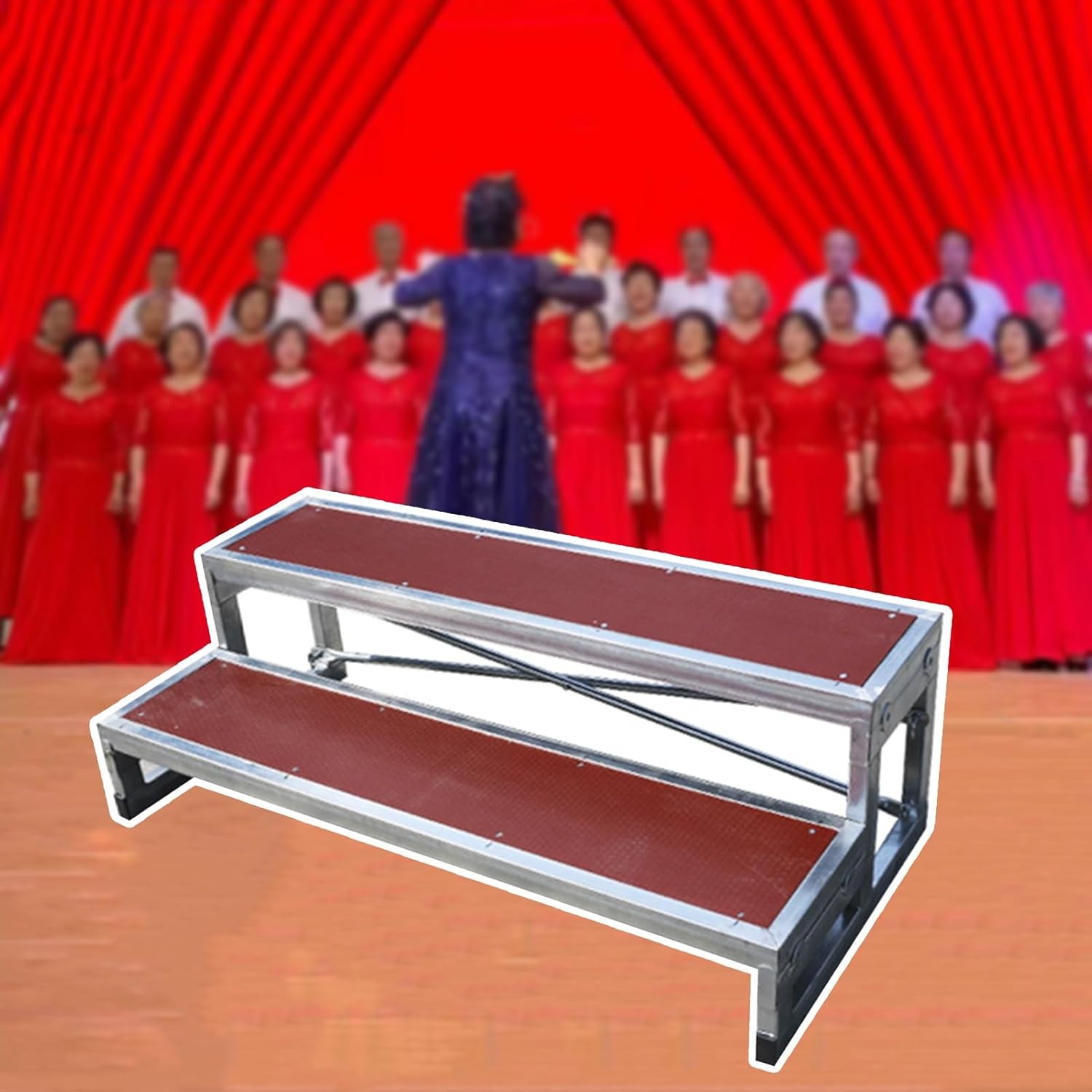 Choral Risers Choir Stairs Riser Platform Stage Anti Slip Singing Steps School Church Theater Concert,Detachable Choir Risers - 1pc/2pcs Adjustable Stage Step Platforms, Durable Plywood & St