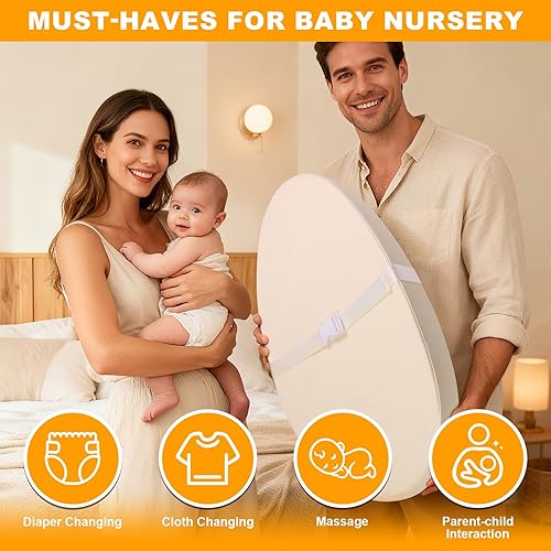 Miniatura 7 de Cambiador de pañales para bebé, cambiador de bebé lavable para tocador, cambiador impermeable contorneado con cubierta de poliuretano, cinturón de