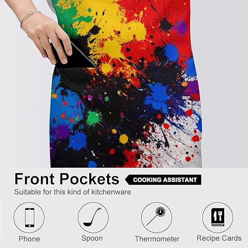 Miniatura 5 de Delantal de moda para mujer, resistente al agua, babero de bolsillo grande para cocina, lavavajillas