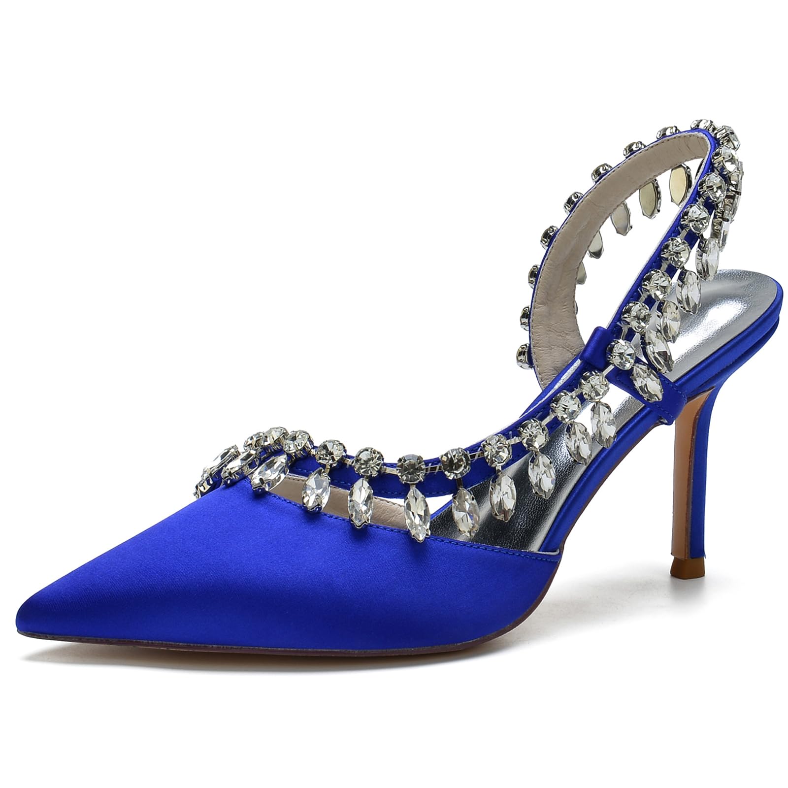 Chaussures à talons hauts avec brides strass scintillantes bleu 36 - 7