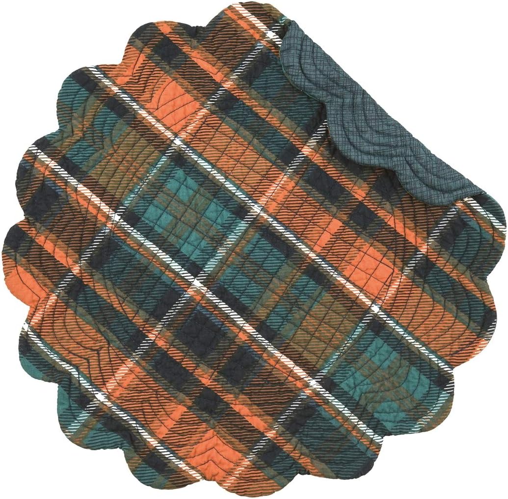 Set of 4 Pcs, 17" Round Placemat, Troy Plaid Round Placemat