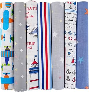 7 Stück Baumwollstoff 50 x 50 cm Quadrate Patchwork Stoffe, 100% Baumwolle, 7 Cartoon-Motive, Stoffe zum Nähen, Patchwork Stoffe, Stoffreste, für DIY-Näharbeiten Patchwork Wohnaccessoires