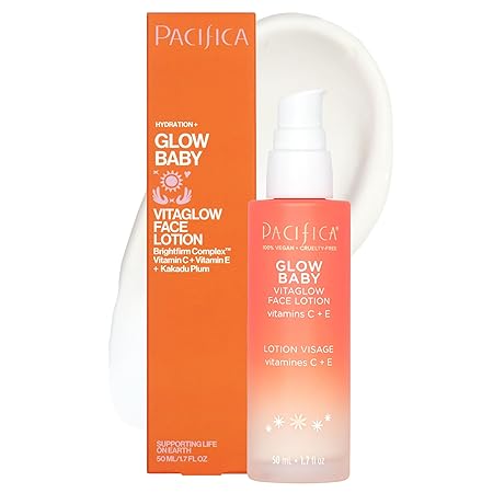 Pacifica Vitamin C Face Lotion Glow Baby VitaGlow Face Moisturizer Glow Recipe, Vitamin E, Antioxidants, Dermatologist Tested 1.7 oz