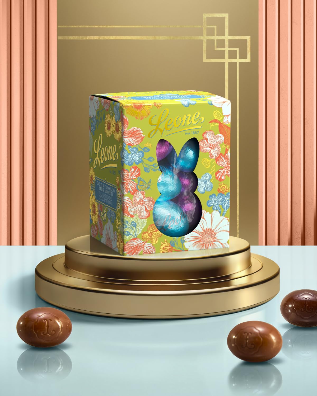 Leone dal 1857 - Scatola Regalo Ovetti di Cioccolato - Cioccolatini Leone a Forma di Uovo - Ovetti al Cioccolato Ripieni, Gusti Assortiti - Scatola Regalo - 80g