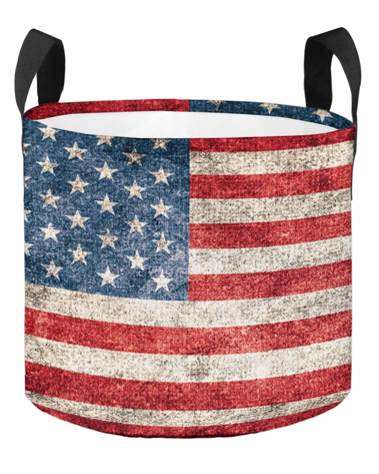 Sacs de culture de 5 gallons - Sac de plantation vintage - Drapeau américain - En tissu à rayures rouges - Avec poignée - Sac de culture pour légumes, pommes de terre, tomates, étoile patriotique sur